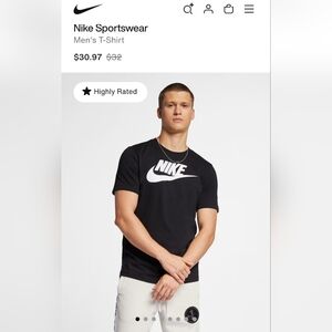 Nike Men's Black Tee with White Logo